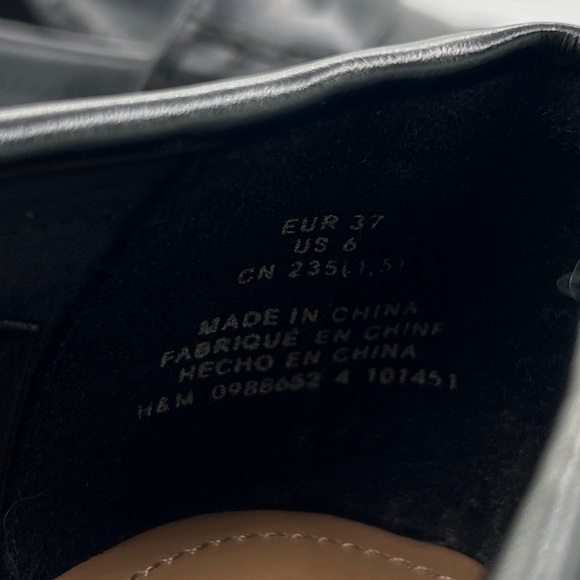 H&M Black Faux Leather Chunky Platform Preppy Slip On Penny Loafers (6) - Picture 15 of 16